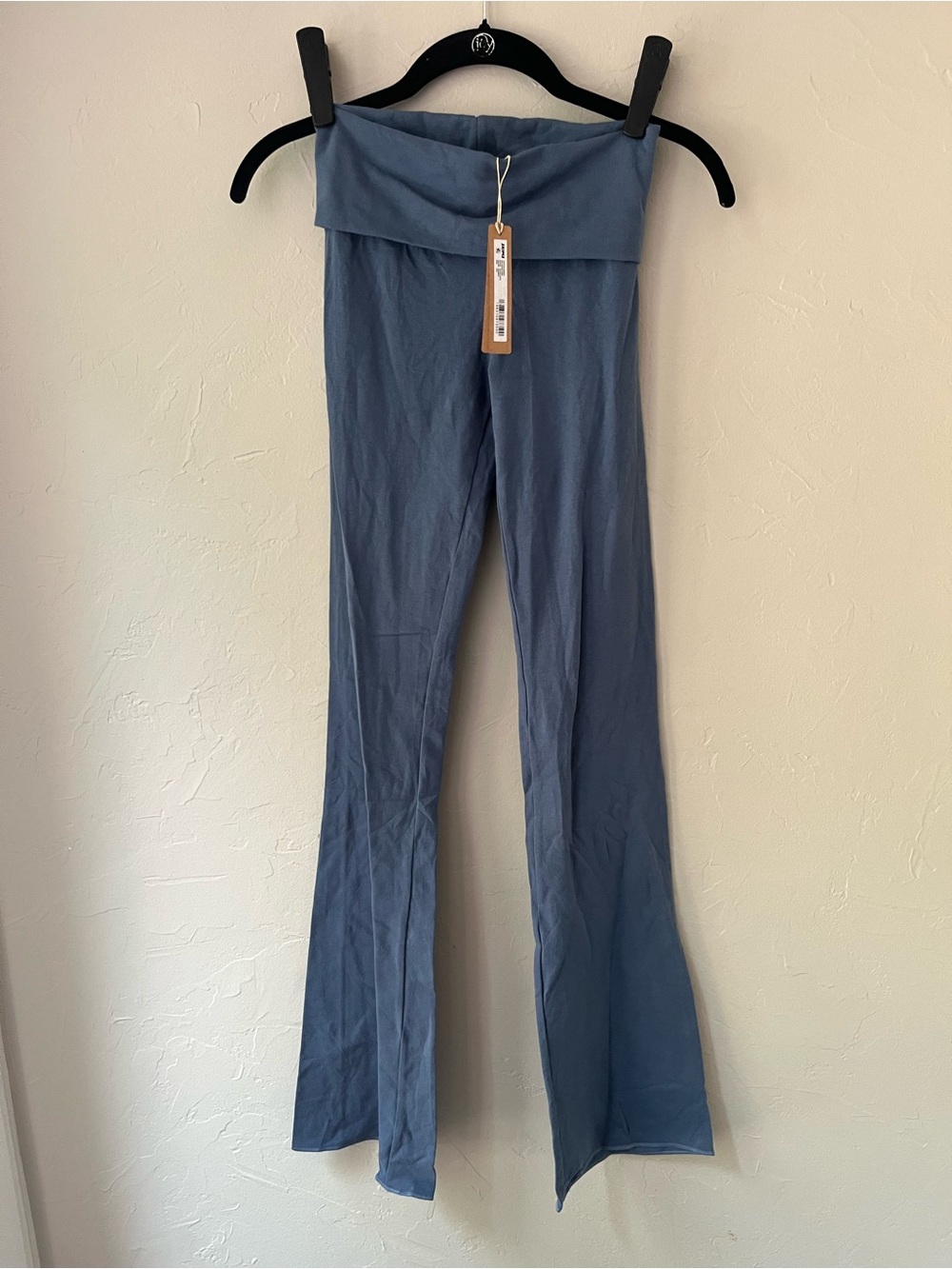 SKIMS COTTON JERSEY FOLDOVER PANTS IN HARBOR XXS - Picture 3 of 4